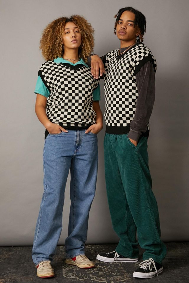 iets frans... Black & White Check Sweater Vest Urban Outfitters