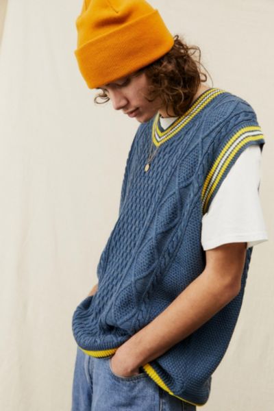 UO Blue V-Neck Sweater Vest | Urban Outfitters