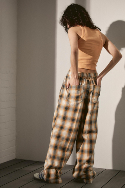 BDG Casual Plaid Wide-Leg Puddle Pant 