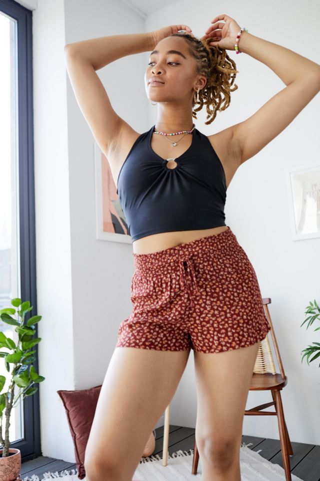 Basic Red Bandeau And Booty Shorts Set