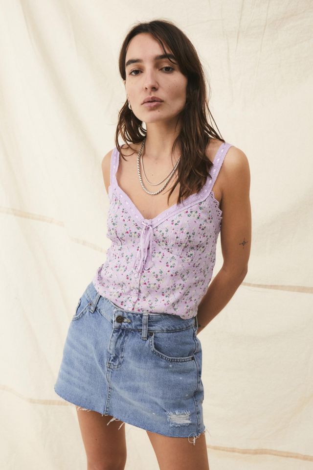 UO Raquel Lilac Floral Cami Top