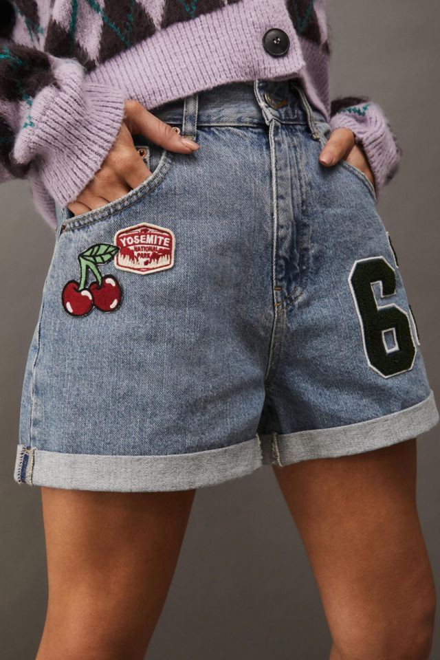 Indigo Blue Denim Monogram Patch Shorts - Ready-to-Wear 1ABC11