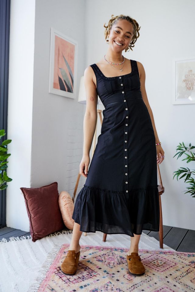 UO Black Jessie Midi Sun Dress Urban Outfitters