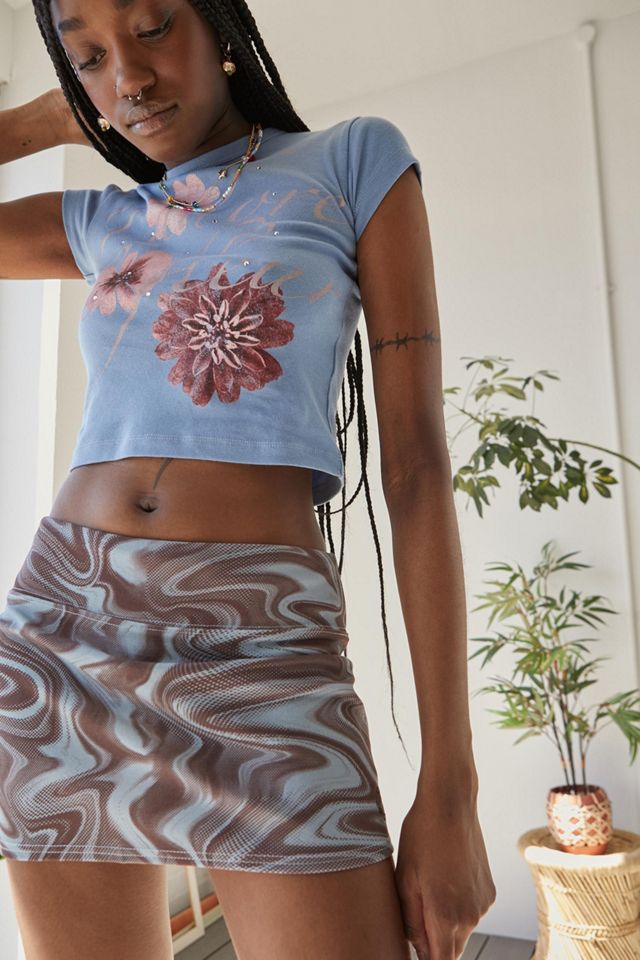 UO Peachy Pelmet Marble Skirt Urban Outfitters