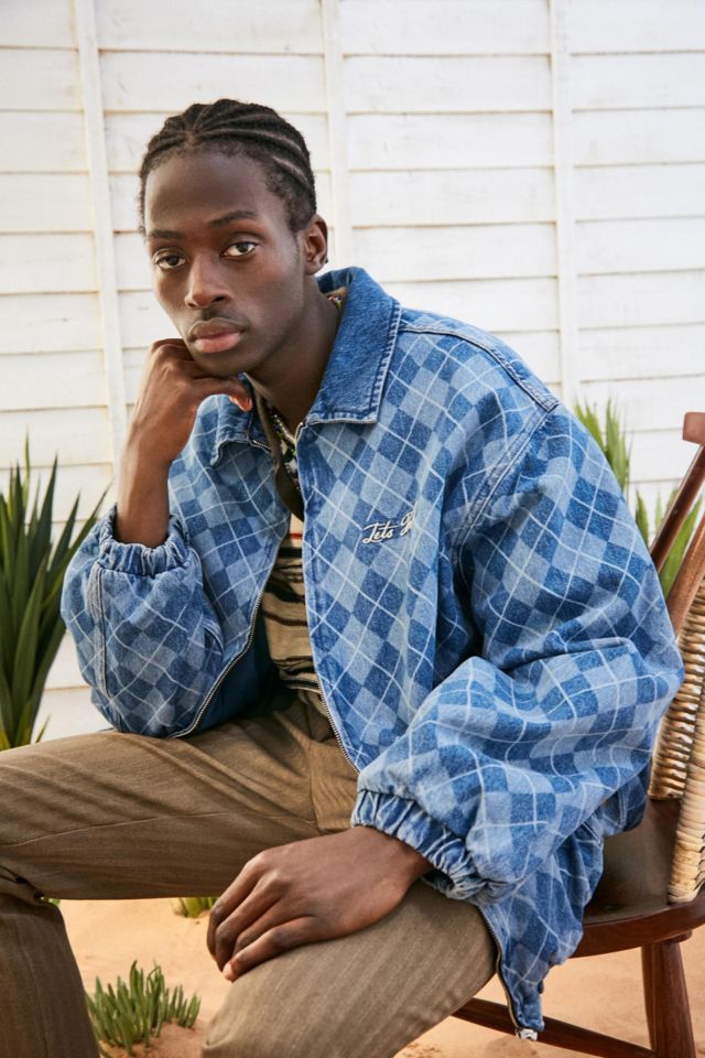 iets frans... Blue Argyle Denim Harrington Jacket | Urban Outfitters