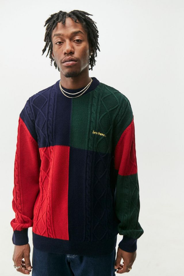 iets frans... Primary Colorblock Cable Knit Sweater | Urban Outfitters