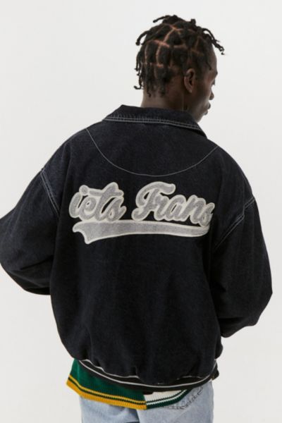 iets frans Recycled Blue Denim Embroidered Varsity Jacket