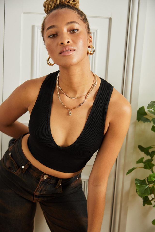 UO Josie Recycled Ribbed V-Neck Vest | Urban Outfitters