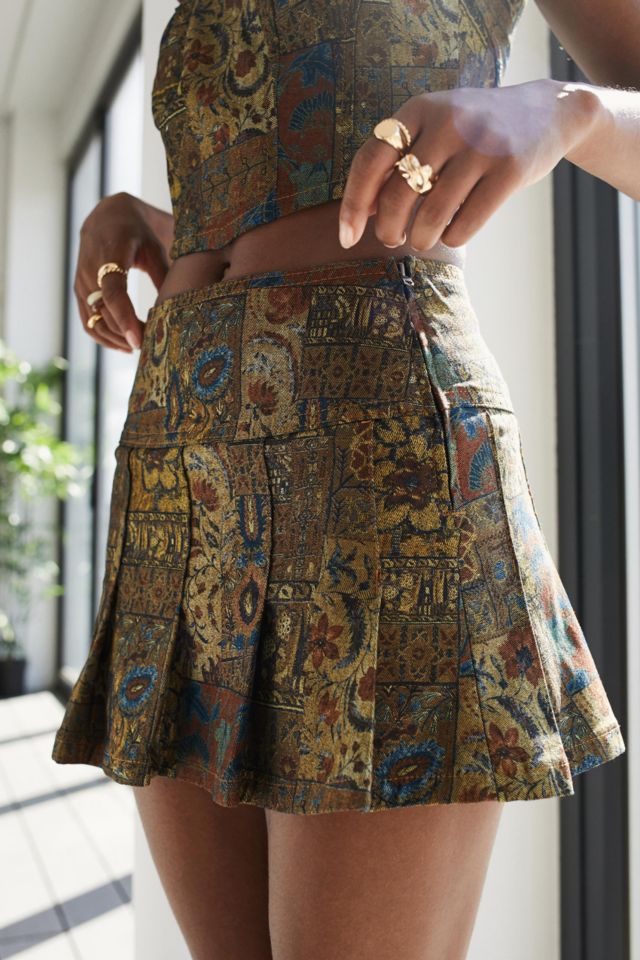 UO 00s Tapestry Kilt Skirt Urban Outfitters