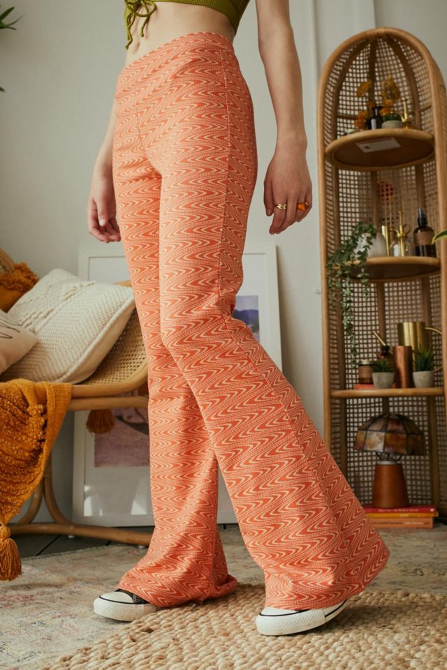 UO Orange Swirl Knitted Flare Pant Urban Outfitters