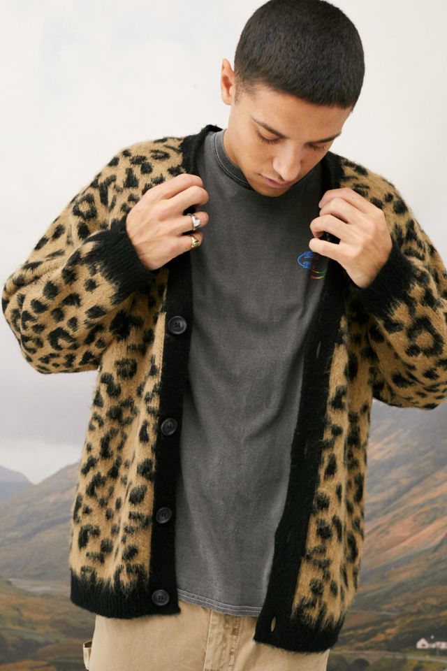 Mens leopard 2025 print cardigan