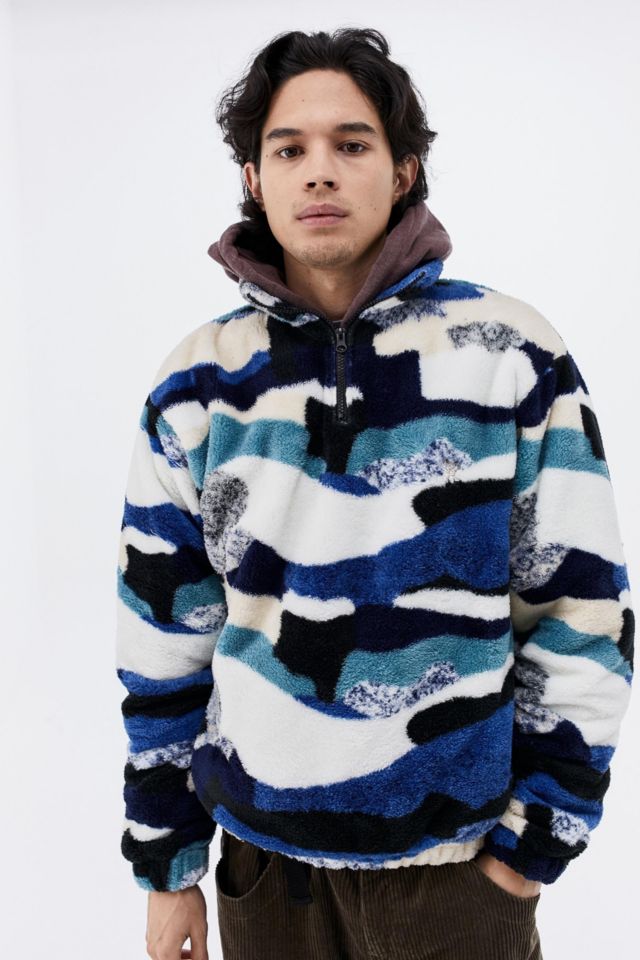 UO Blue & Black Camo Mock Neck Jacket | Urban Outfitters