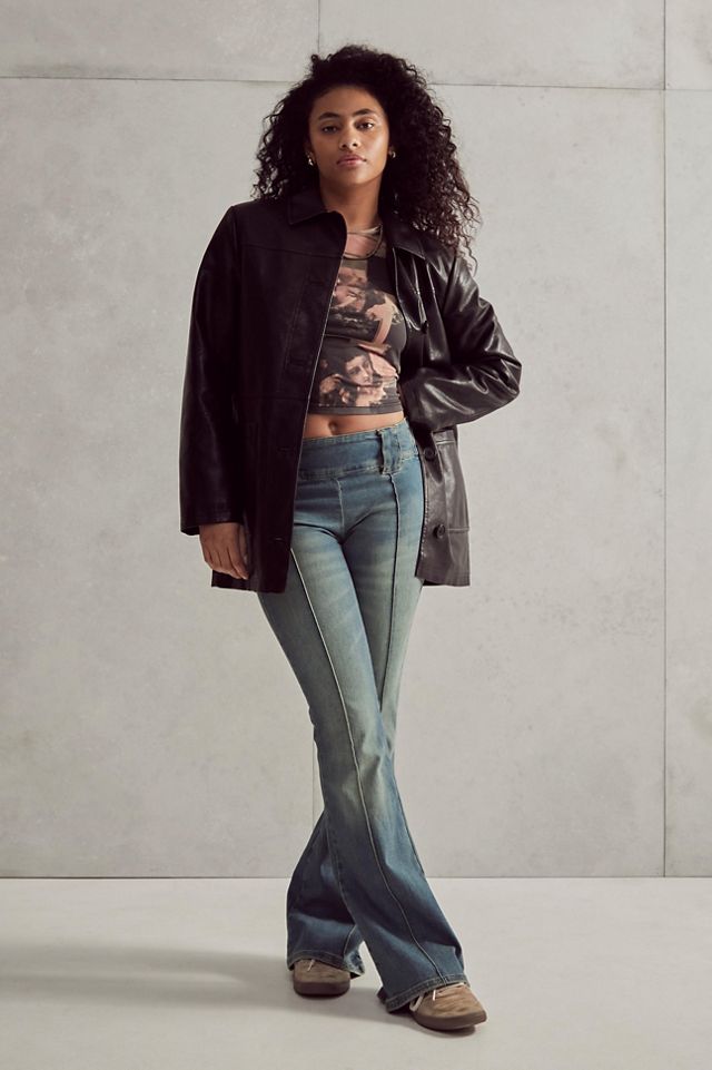 UO Laura Faux Leather Car Coat Urban Outfitters