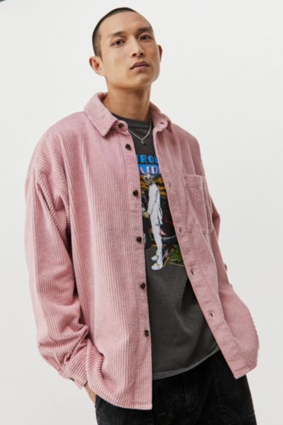 BDG Pink Wide Corduroy Shirt Urban Outfitters