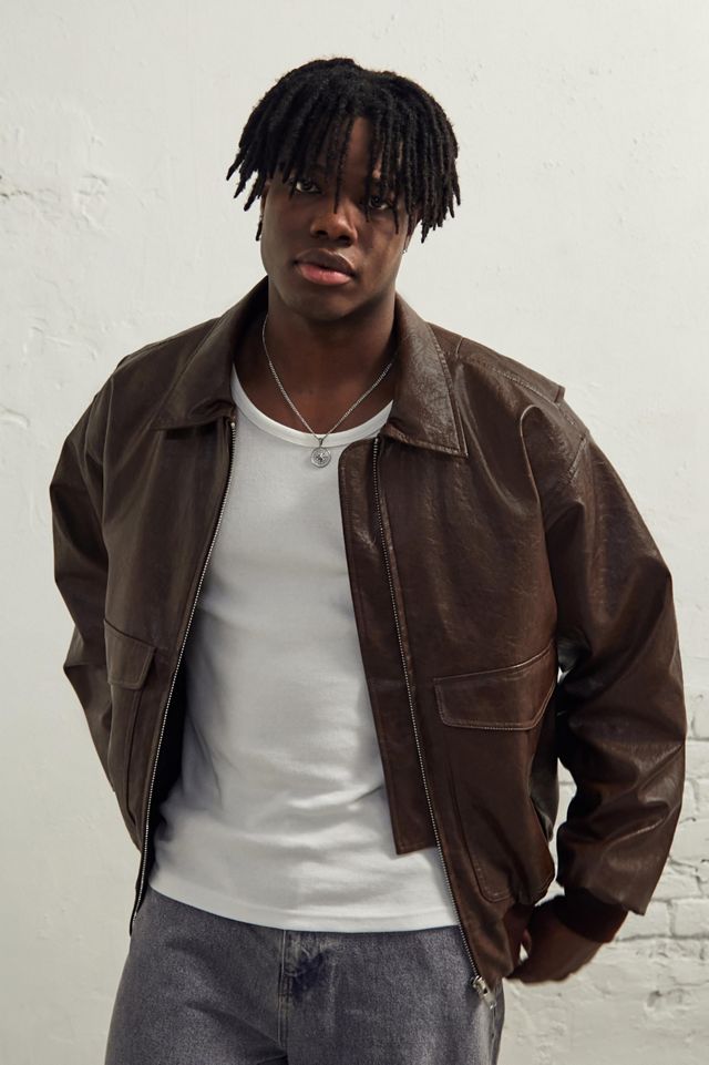 BDG Brown PU Flight Jacket | Urban Outfitters