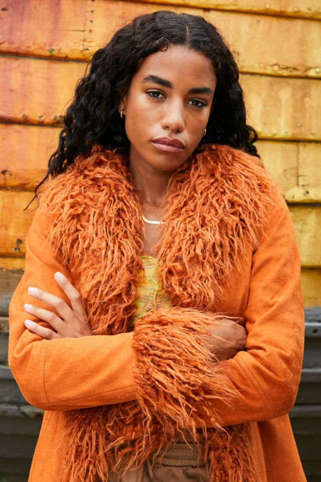 UO Amber Faux Fur Trim Coat