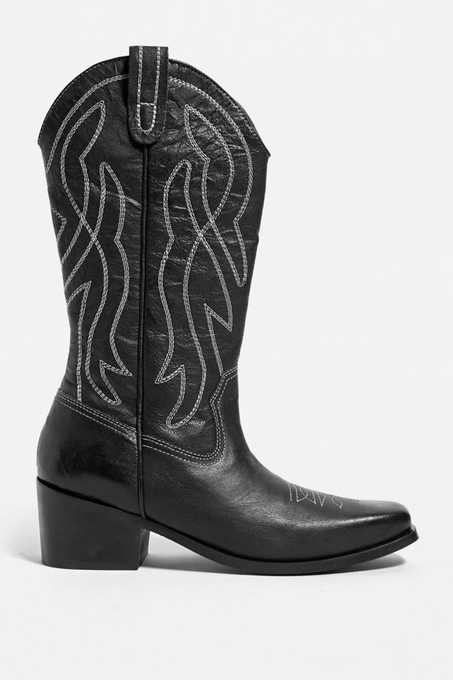 Cherilyn Black Leather Cowboy Boots KACHOROVSKA 38 / Black