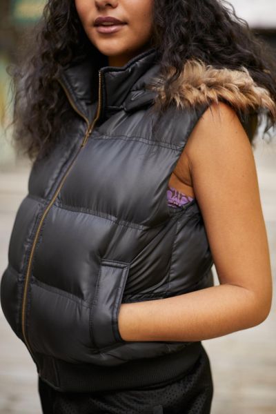 faux fur puffer vest