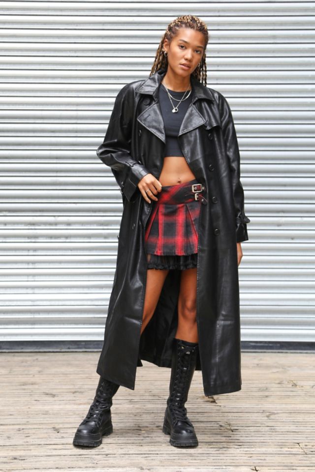 Fake leather trench store coat