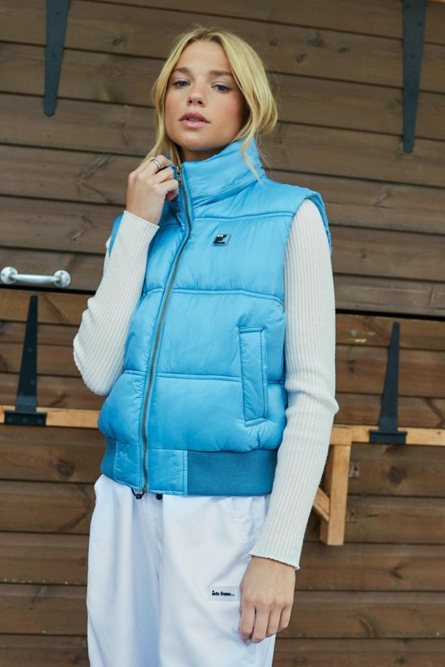 iets frans... Blue Faux Fur Trim Hooded Vest #4