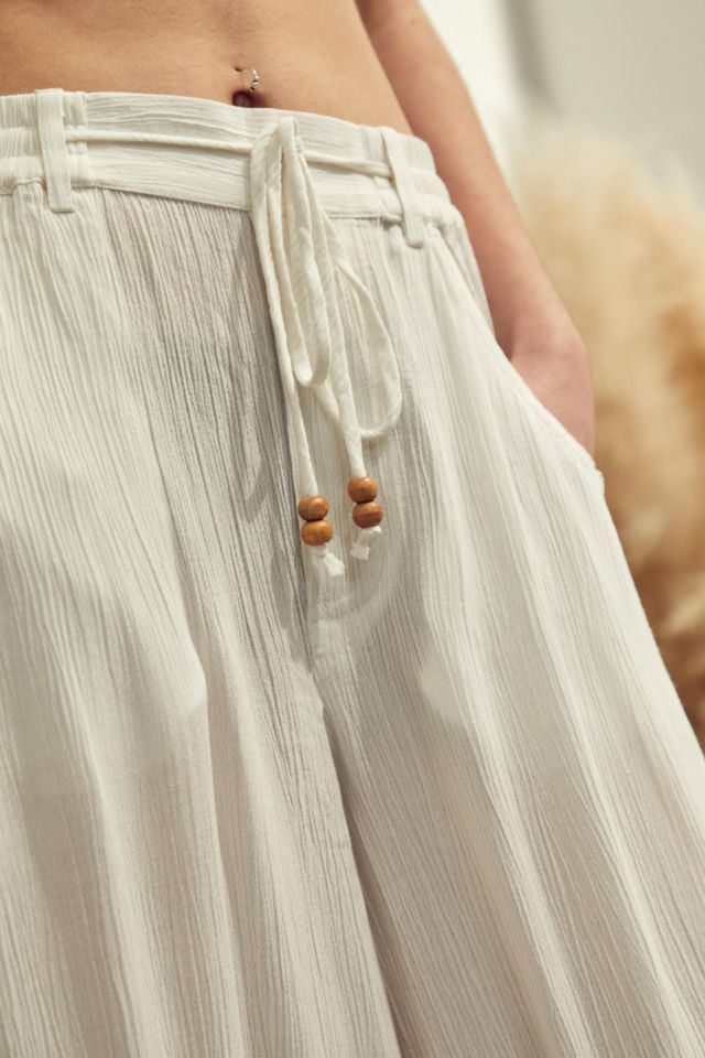 Velero Italian Linen Drawstring Pants in White & Navajo White