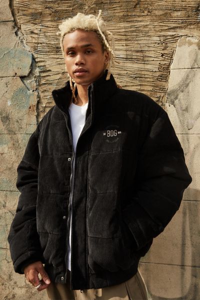 Uo charcoal fluffy hot sale corduroy puffer jacket