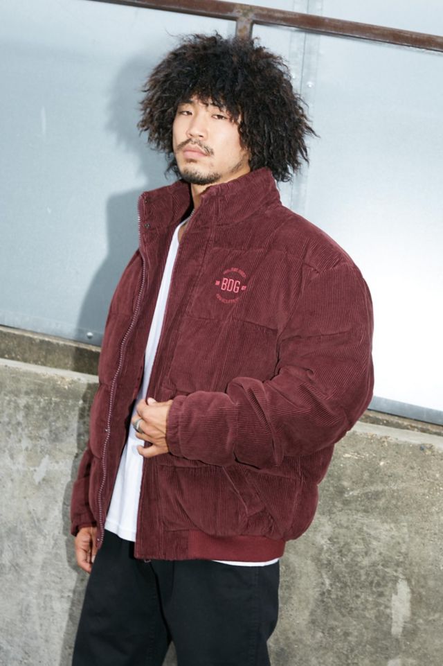 BDG Burgundy Corduroy Puffer Jacket Urban Outfitters