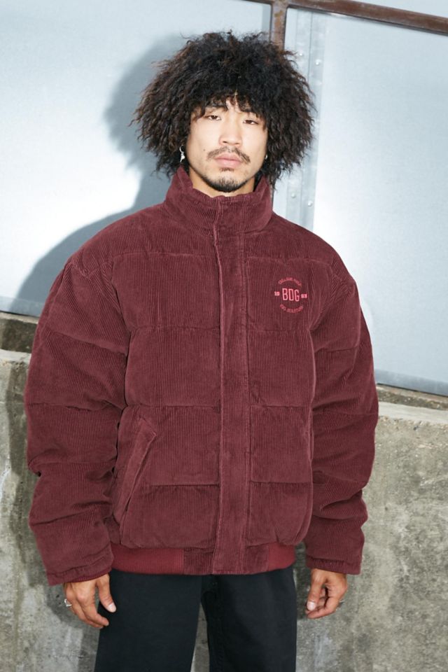 BDG Burgundy Corduroy Puffer Jacket | Urban Outfitters