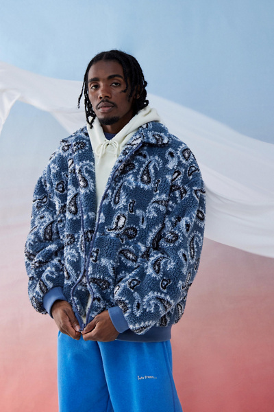 Iets Frans . Paisley Sherpa Fleece Harrington Jacket In Blue | ModeSens