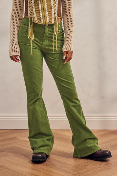 Walking in Memphis Olive Green Corduroy Flare Pants