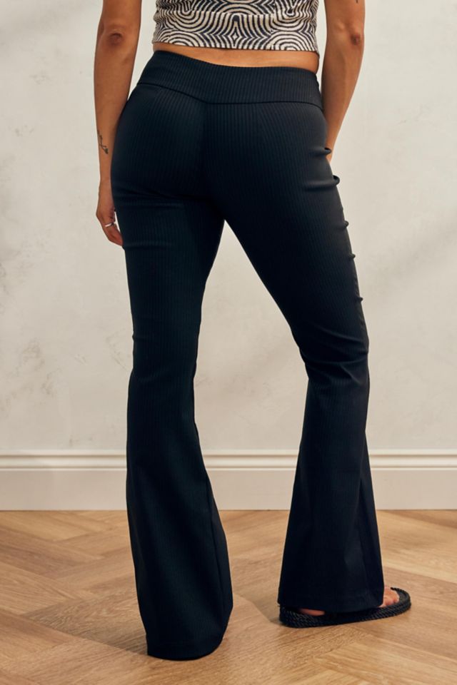 UO Black Pinstripe Bengaline Low-Rise Flare Pant #3