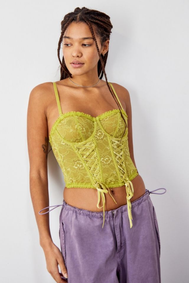 Neon yellow Urban Outfitters Corset Top  Corset top outfit, Urban  outfitters tops, Corset top