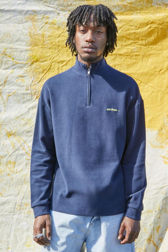 iets frans... Navy Quarter-Zip Mock Neck Sweater | Urban Outfitters