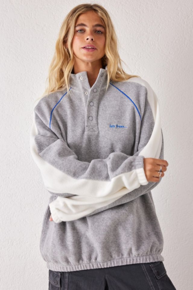 iets frans Grey Mock Neck Fleece Jacket