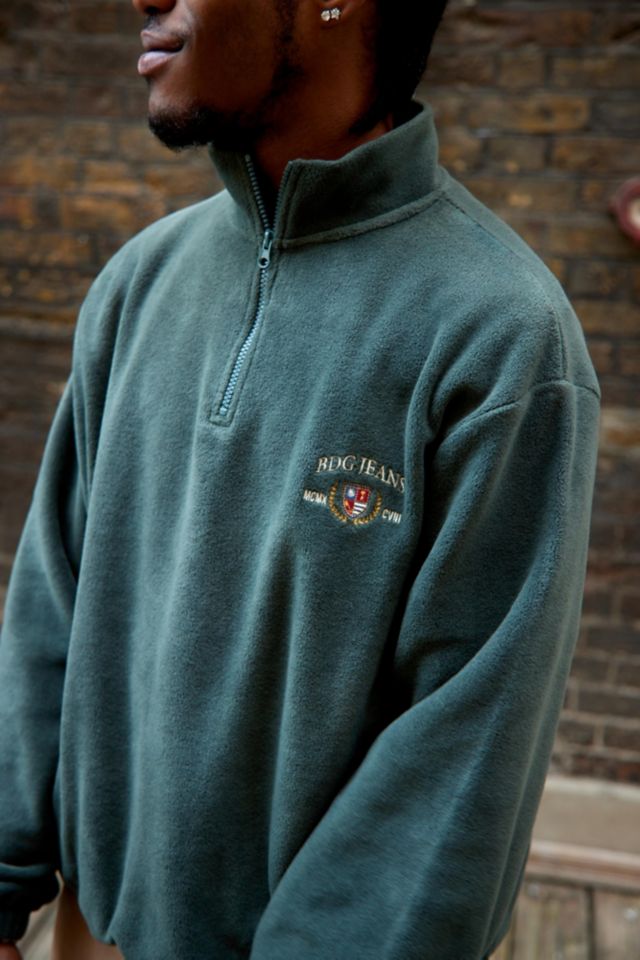 BDG Teal Crest Fleece Mock Neck Sweatshirt #1