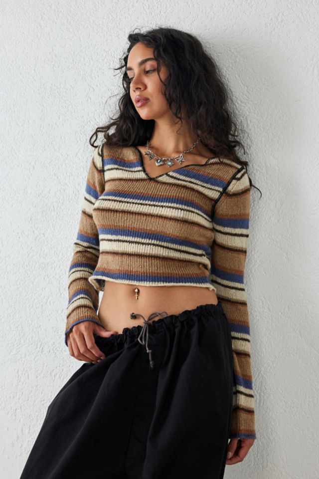 UO Striped Notch Neck Crop Top