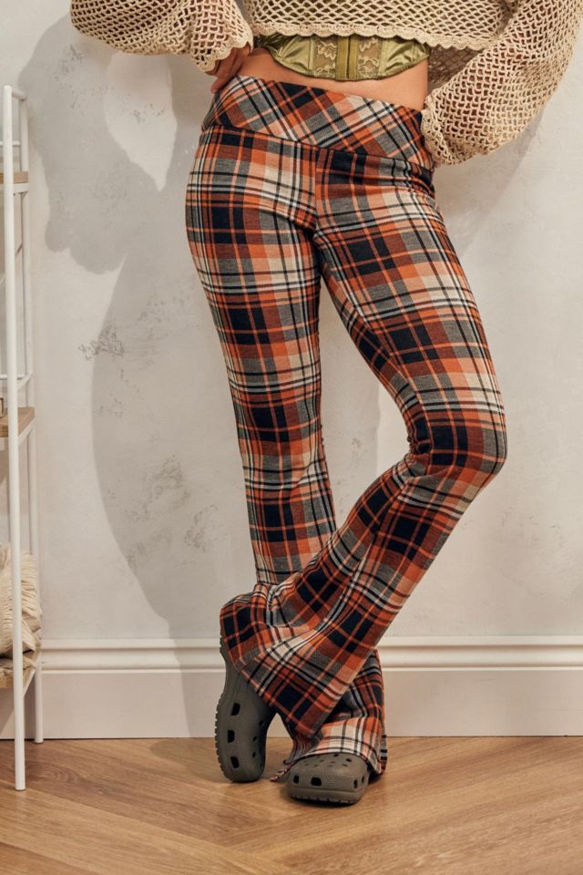 Retro Plaid Flare Pants in Black and Turquoise - The Sugarpuss