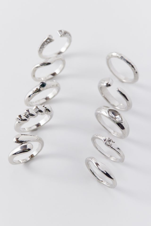 Cassie Rhinestone Ring Set Urban Outfitters