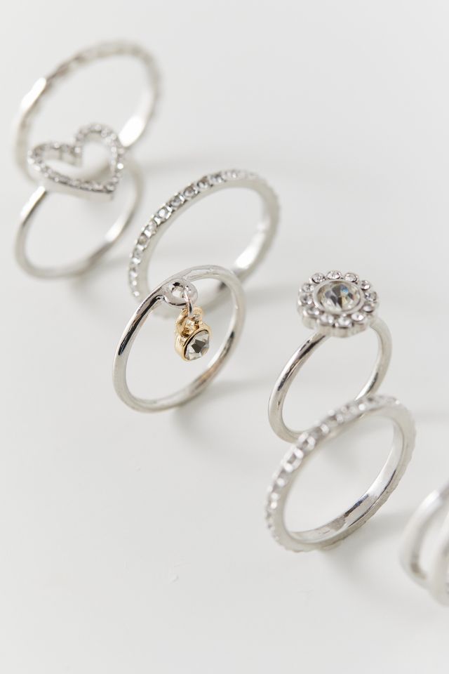 Faye Rhinestone Ring Set Urban Outfitters
