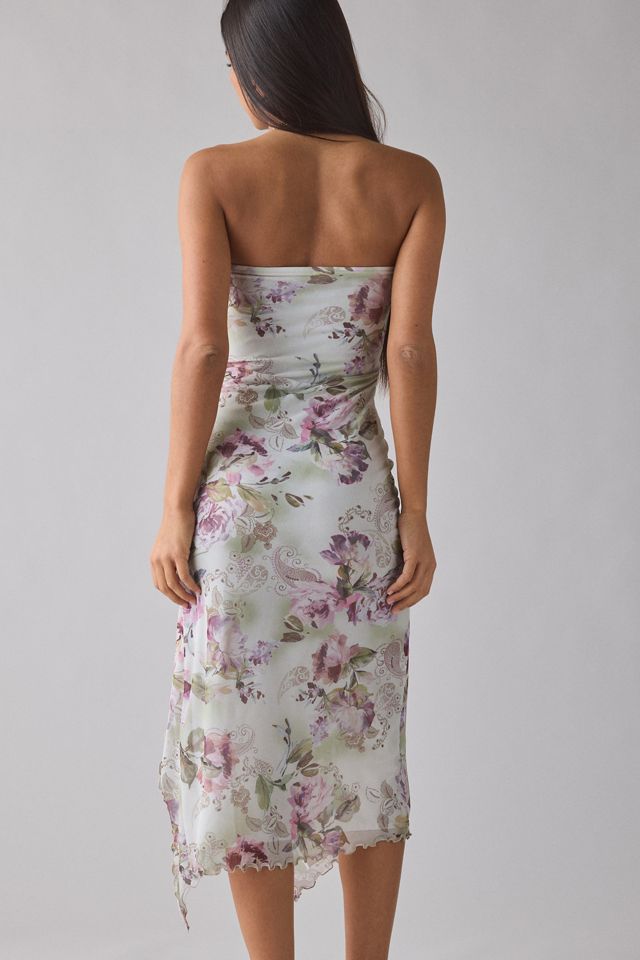 UO Samara Mesh Strapless Midi Dress