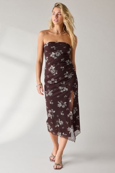 UO Samara Mesh Strapless Midi Dress