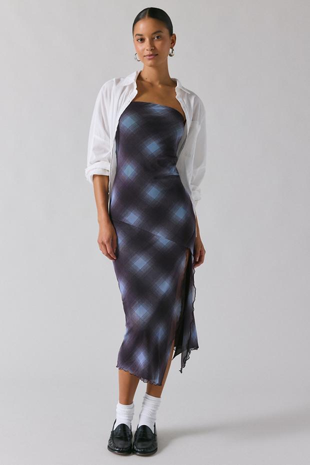 UO Samara Mesh Strapless Midi Dress