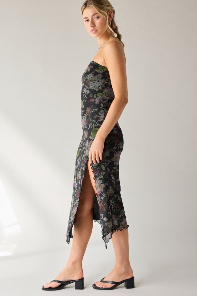 UO Samara Mesh Strapless Midi Dress