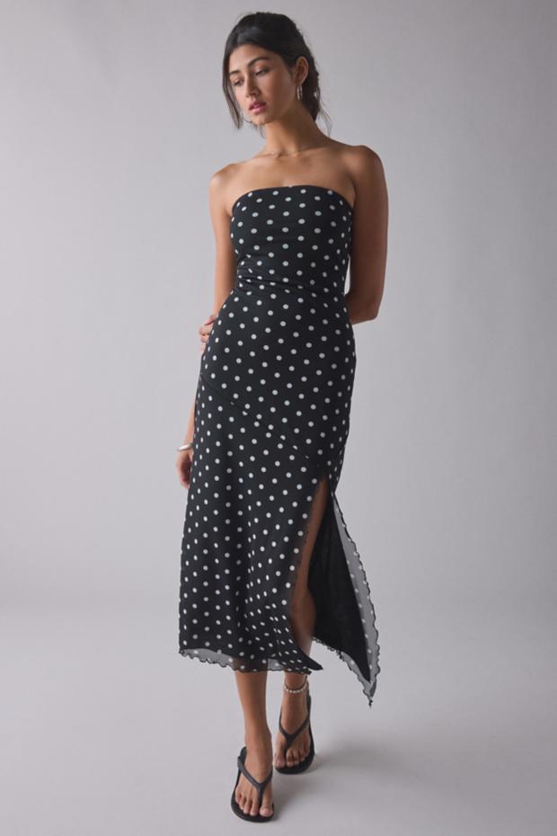 UO Samara Mesh Strapless Midi Dress