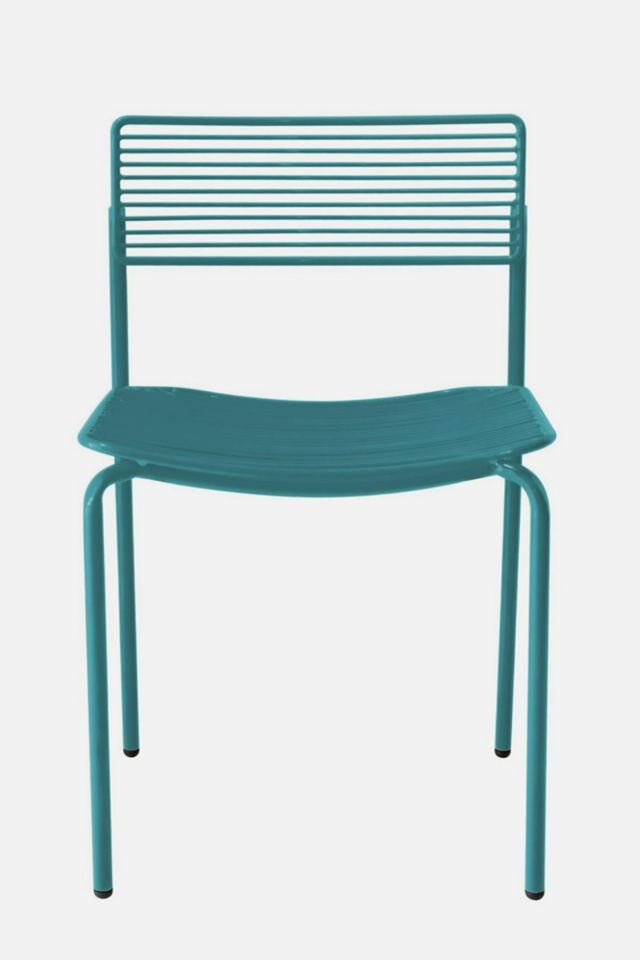Peacock Blue Iron Stackable Side Chair for Indoor/Outdoor