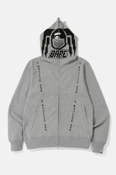 BAPE Football Relaxed Fit Full Zip Hoodie Grey