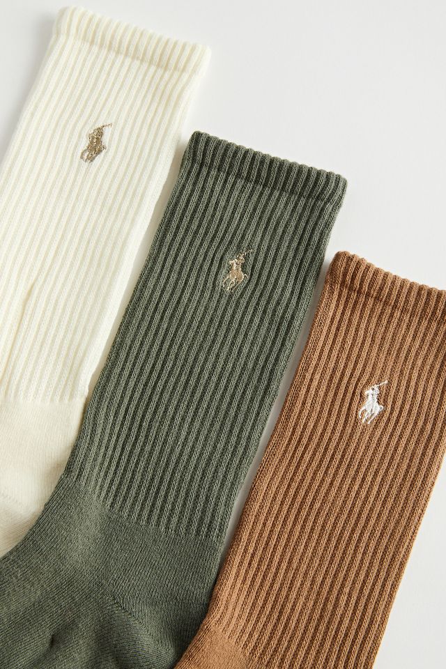 Polo Ralph Lauren Assorted Flat-Knit Crew Socks (3-Pack