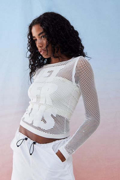 White store fishnet top