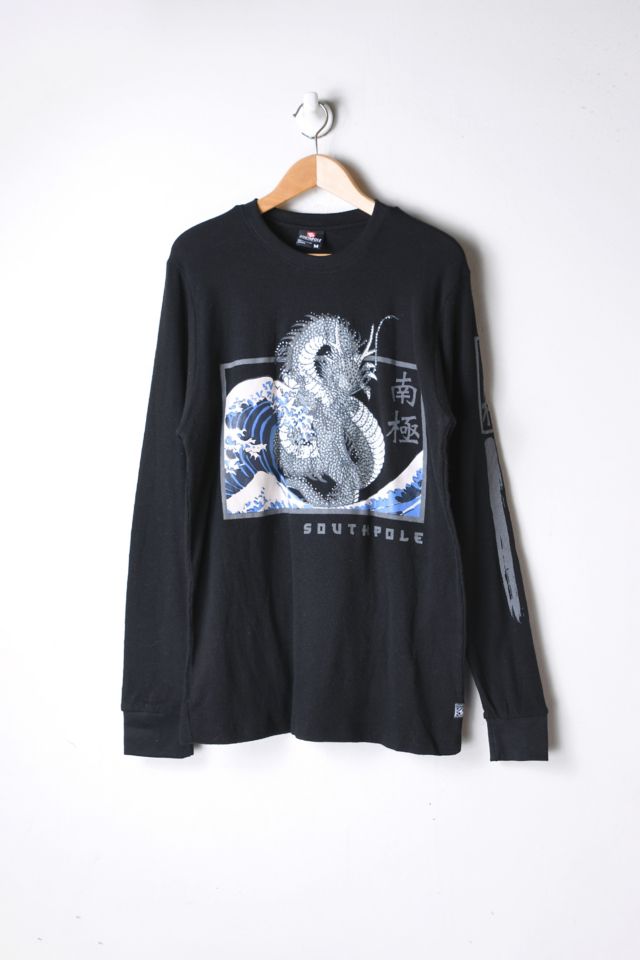 Vintage Y2k Southpole Glass Studded Dragon Long Sleeve Thermal Shirt Urban Outfitters