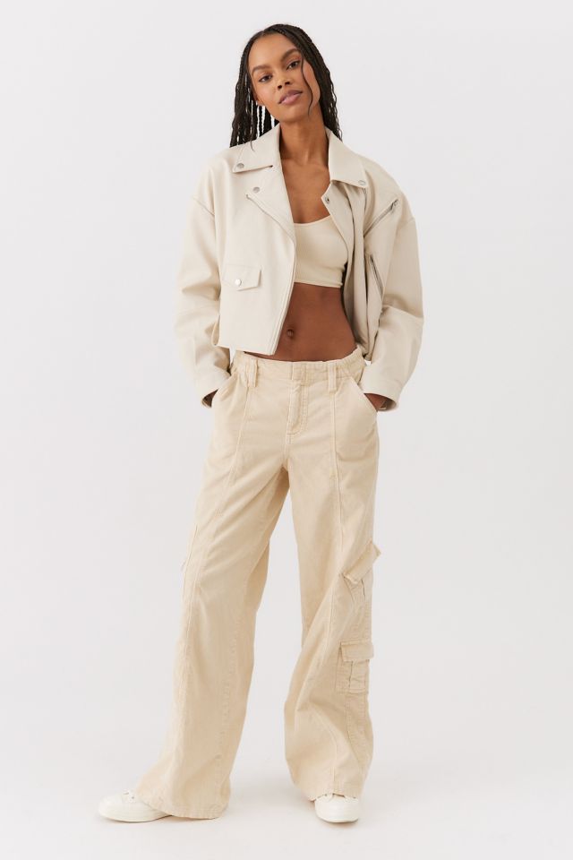 white cargo pants low rise